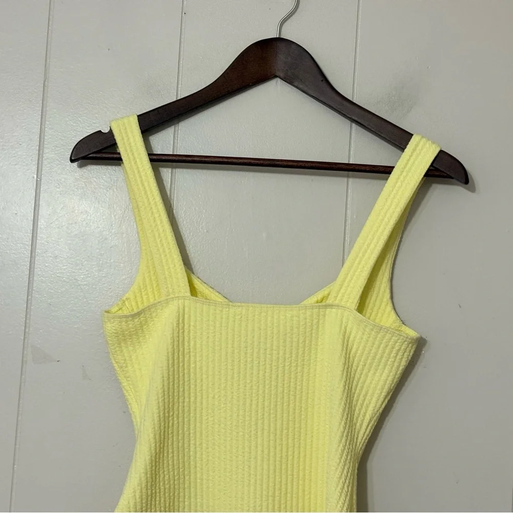 ASTR The Label Aria Bodysuit S Pale Yellow Ribbed Bustier Cutout Corset Top - Picture 9 of 10